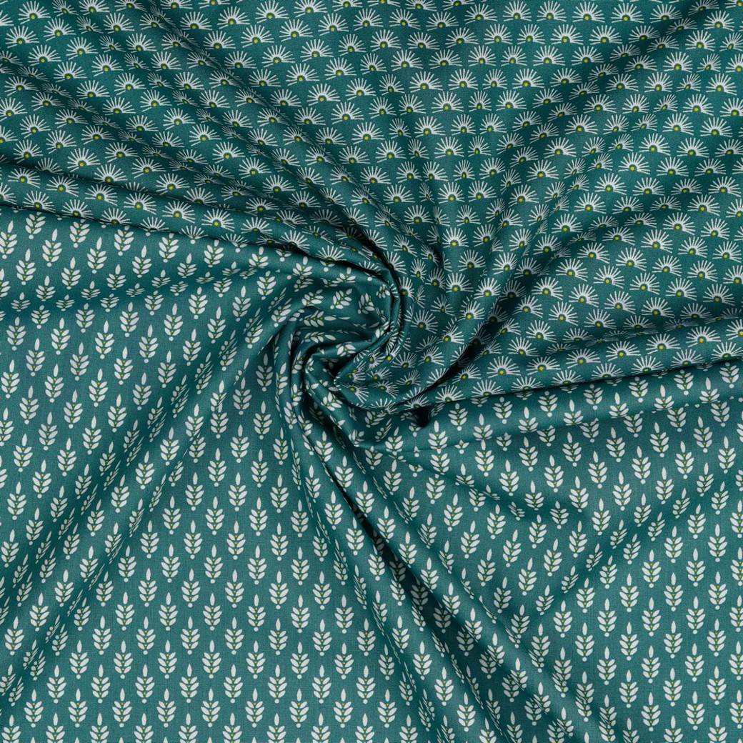 POPLIN FANTASY FLOWERS OLD GREEN #2