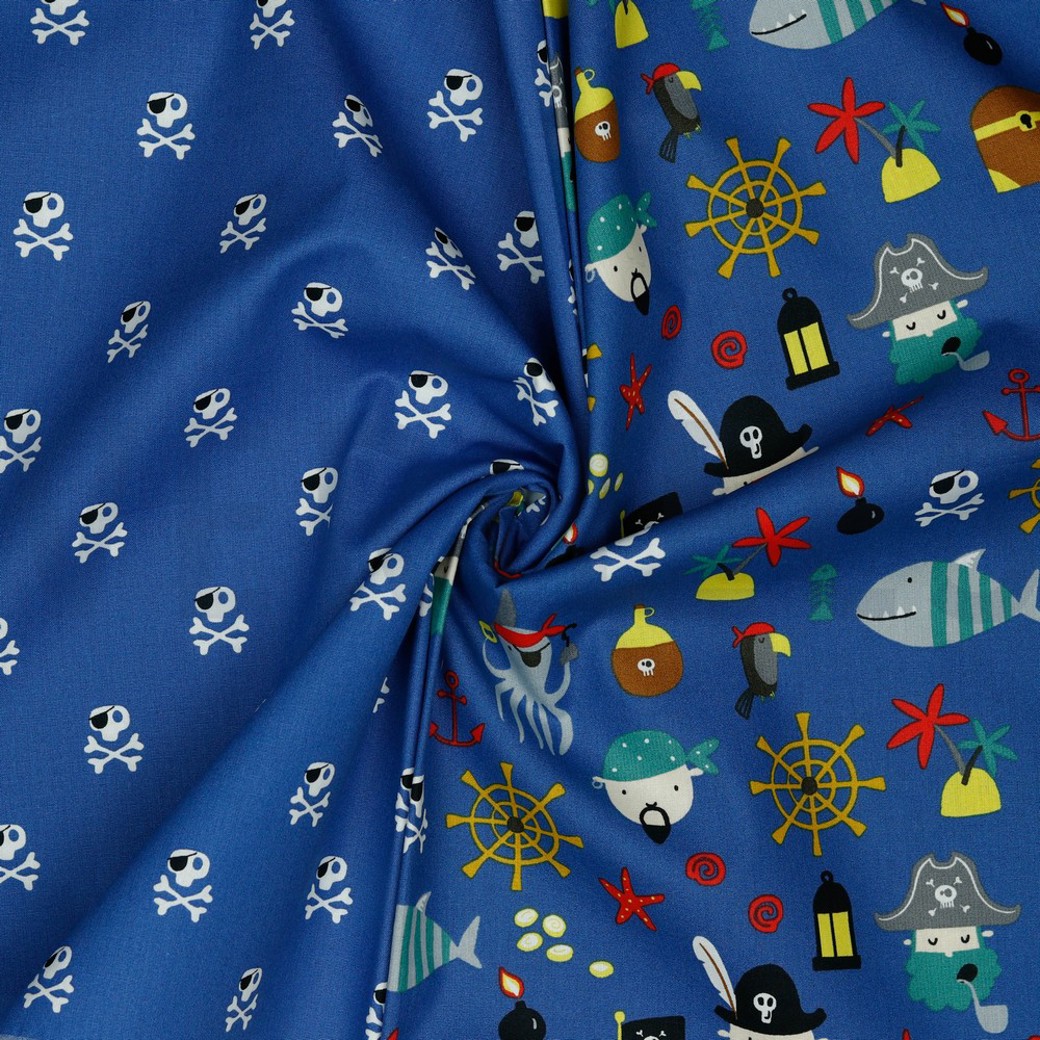 POPLIN PIRATES BLUE #2