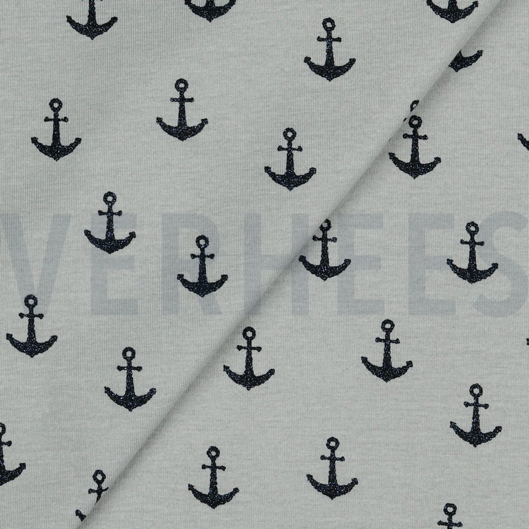 JERSEY GLITTER ANCHOR LIGHT GREY #2