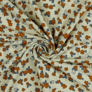 LINEN JERSEY SMALL FLOWERS NATURAL/DARK APRICOT/BLUE (thumbnail) #2