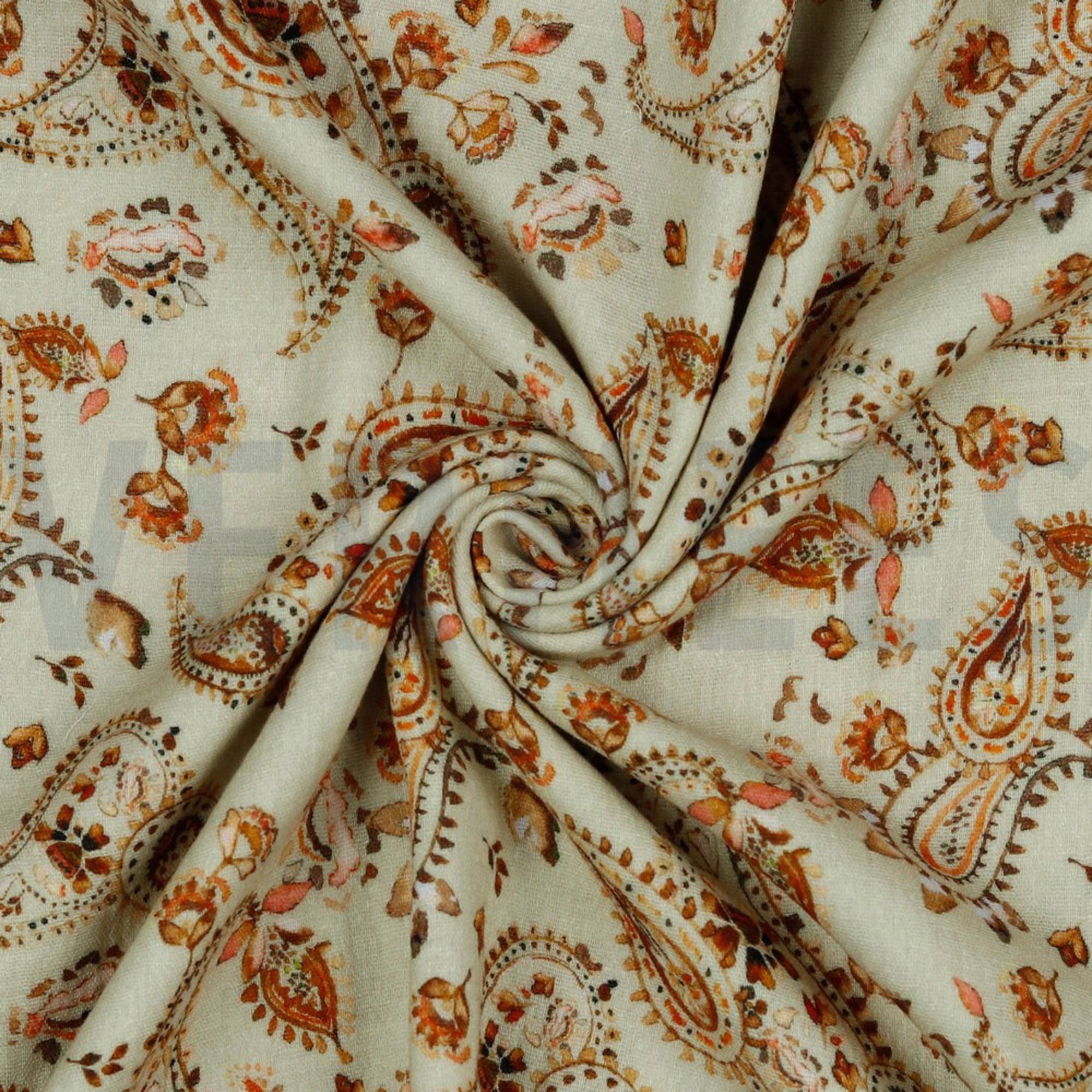 DOUBLE GAUZE DIGITAL PAISLEY SAND (high resolution) #2