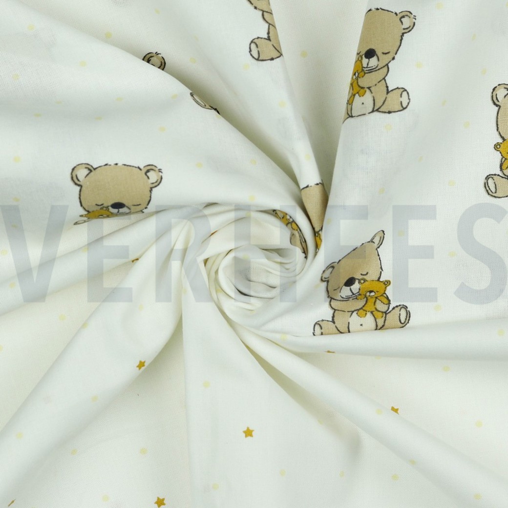 POPLIN GOTS SWEET BEAR WHITE #2