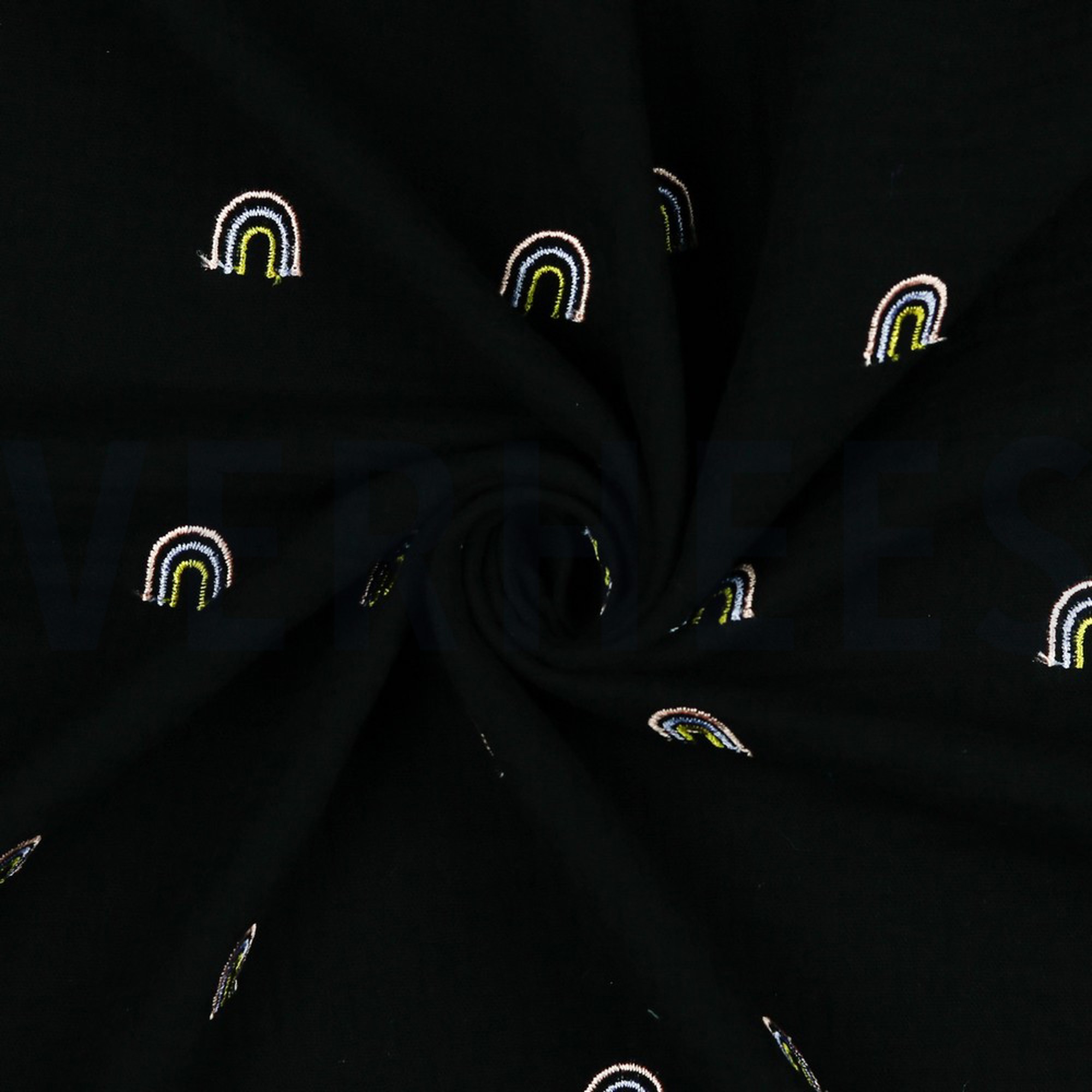 DOUBLE GAUZE EMBROIDERY RAINBOW BLACK (high resolution) #2