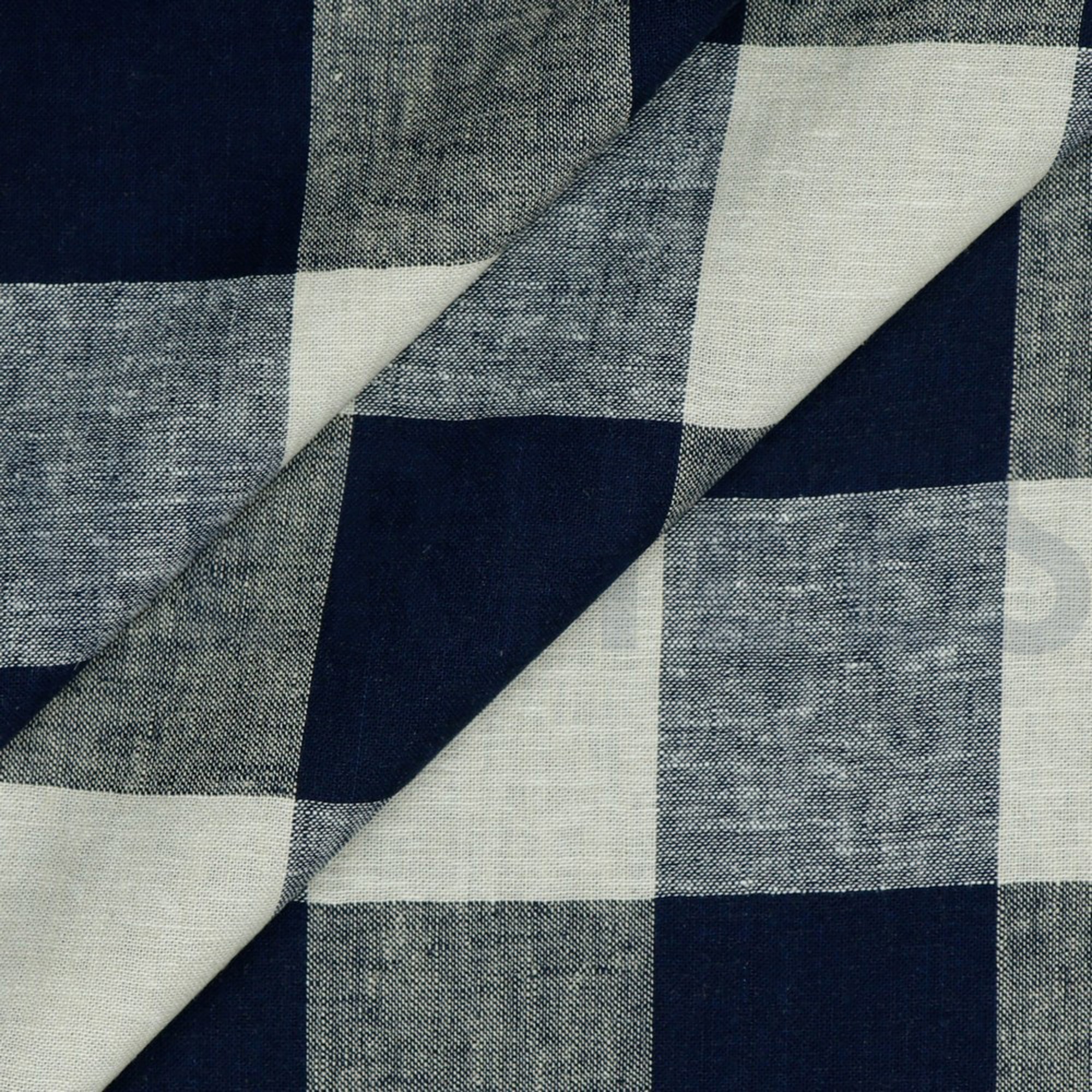 LINEN VISCOSE YARN DYED CHECK NAVY (high resolution) #2
