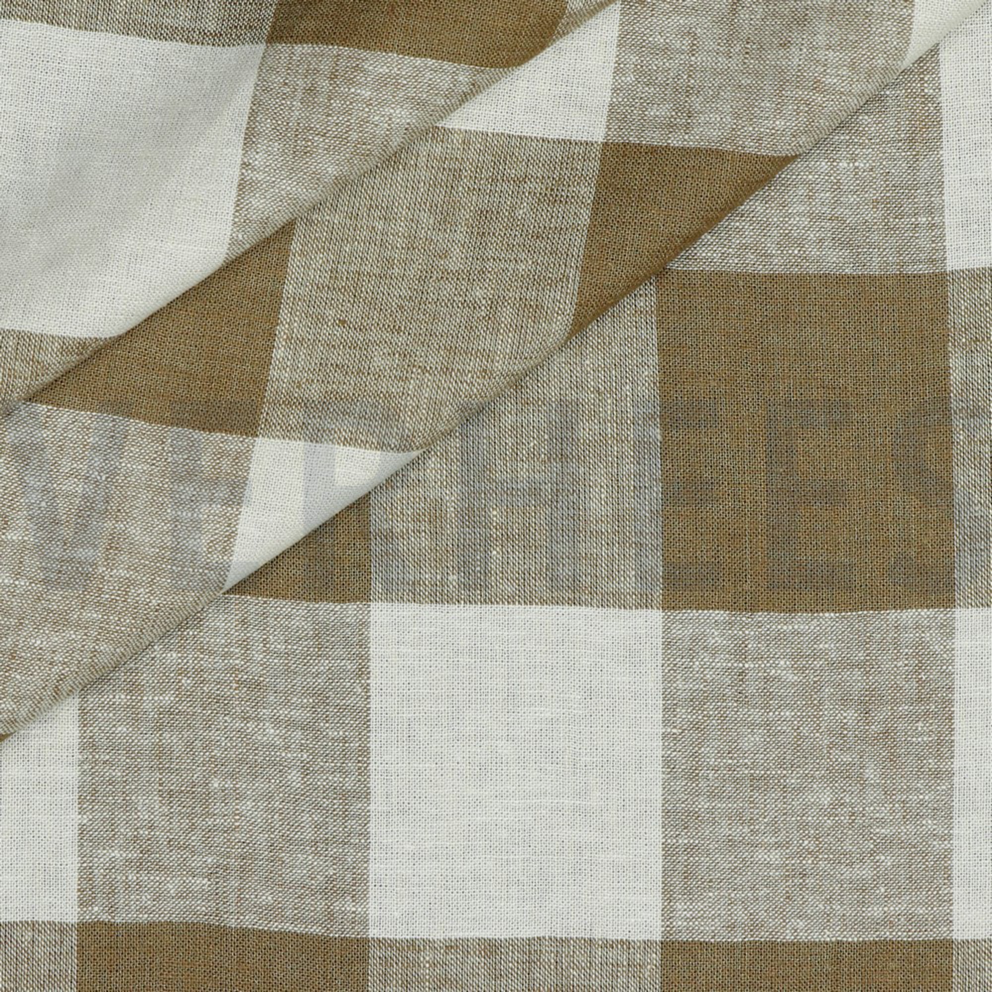 LINEN VISCOSE YARN DYED CHECK LIGHT BROWN (high resolution) #2