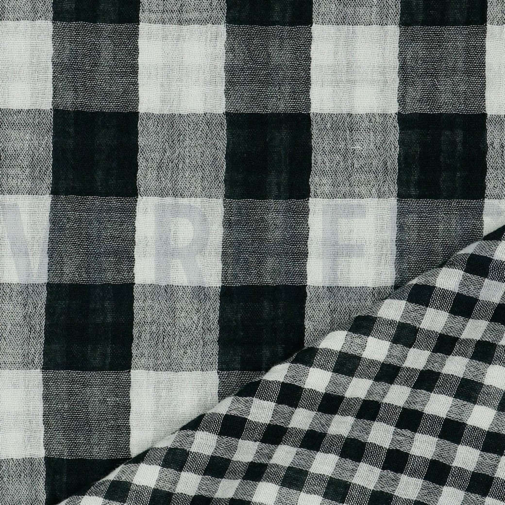 DOUBLE GAUZE DOUBLE SIDED CHECKS BLACK #2