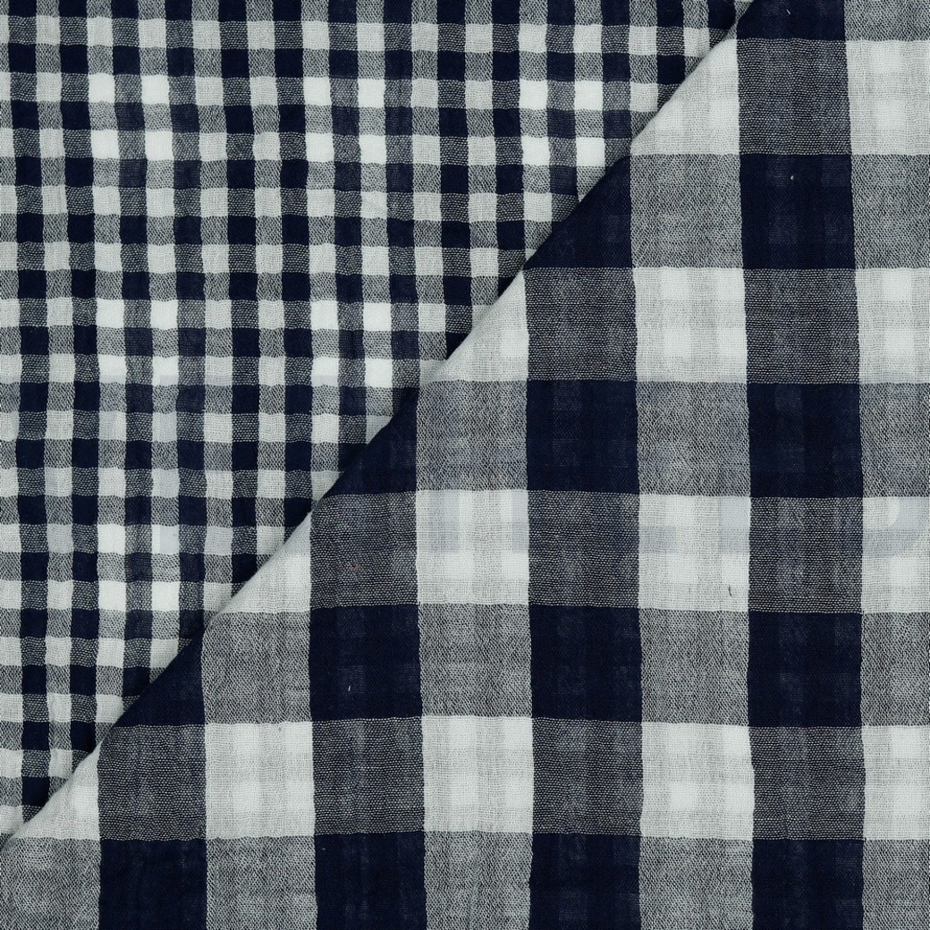 DOUBLE GAUZE DOUBLE SIDED CHECKS NAVY #2