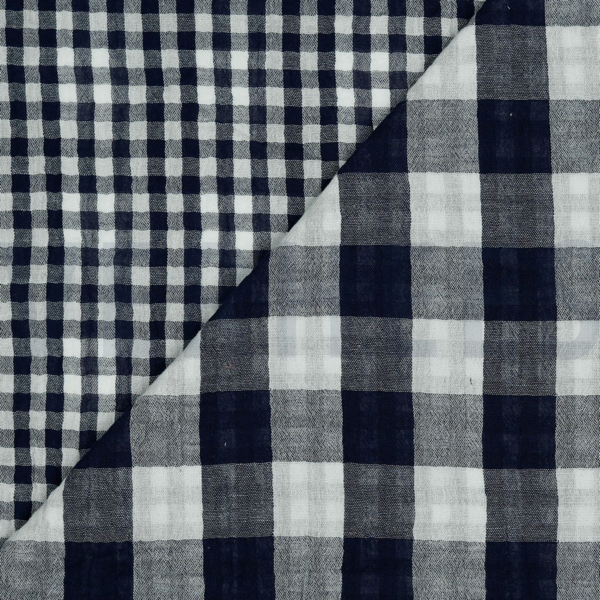 DOUBLE GAUZE DOUBLE SIDED CHECKS NAVY (high resolution) #2