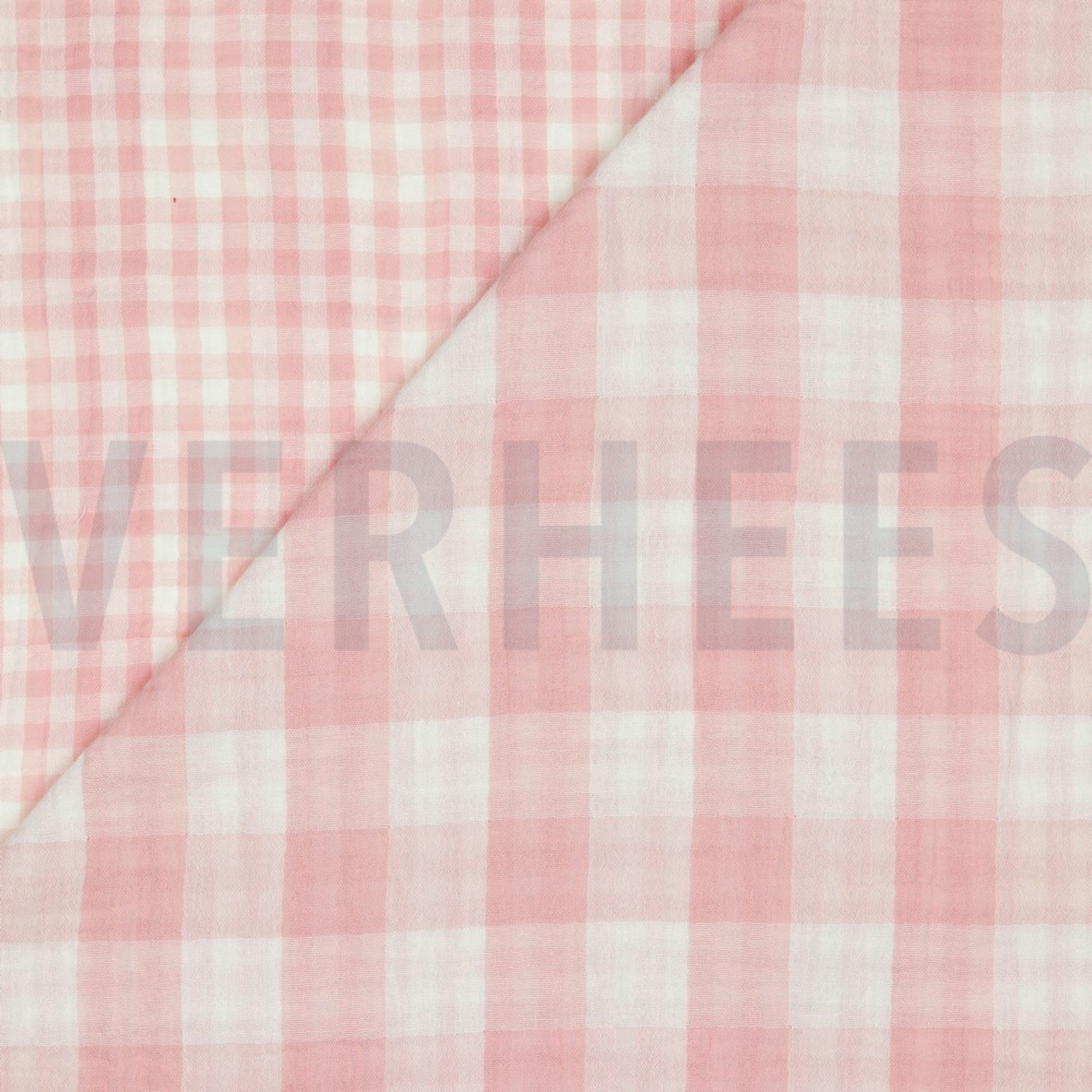 DOUBLE GAUZE DOUBLE SIDED CHECKS OLD ROSE (high resolution) #2