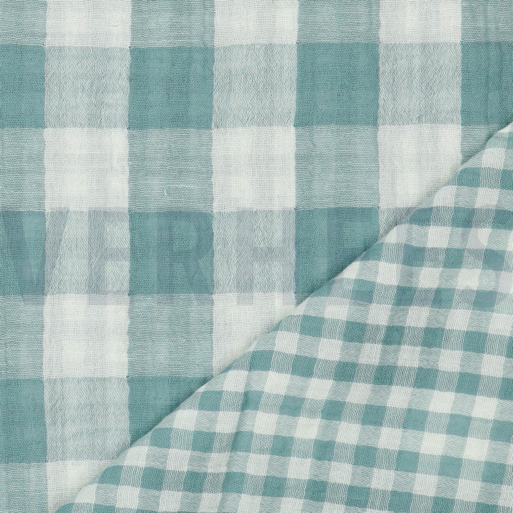 DOUBLE GAUZE DOUBLE SIDED CHECKS GREEN #2