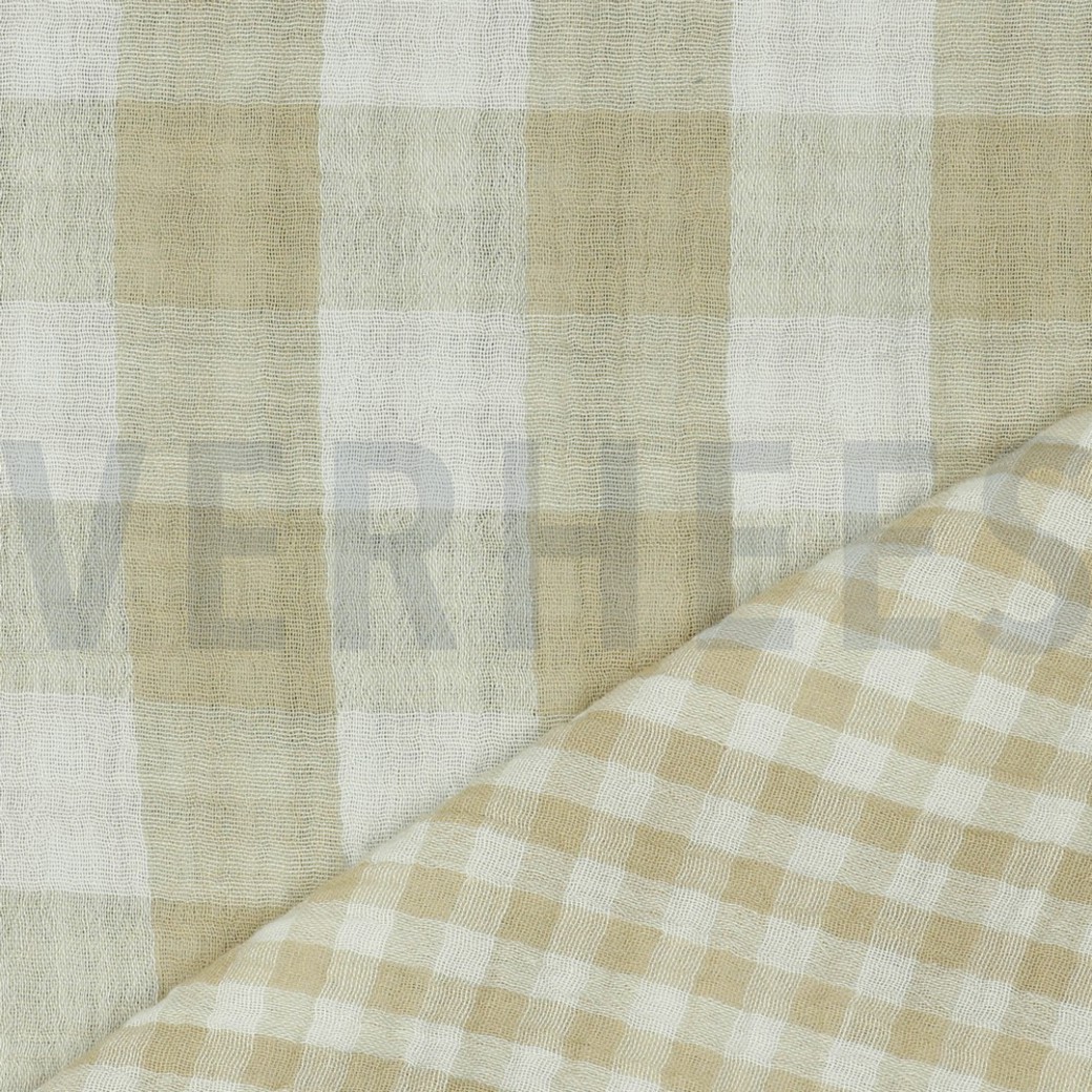 DOUBLE GAUZE DOUBLE SIDED CHECKS BEIGE #2