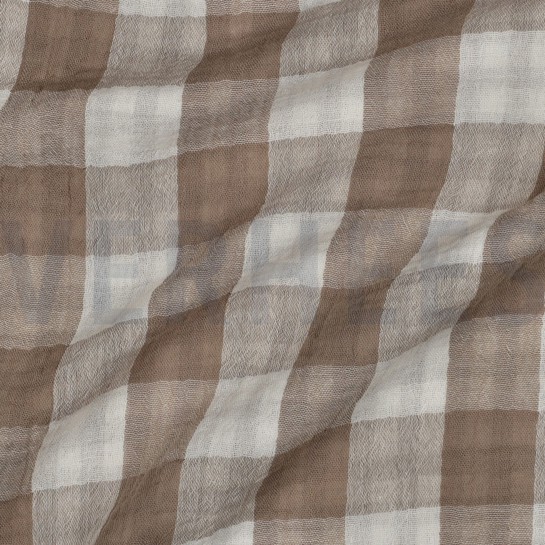 DOUBLE GAUZE DUBBELZIJDIGE RUITEN ZAND #7