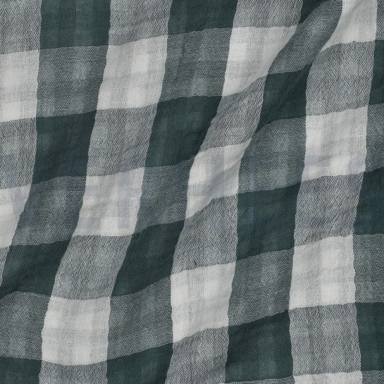 DOUBLE GAZE DE COTON DOUBLE FACE CARREAUX CYAN #7