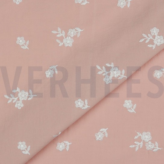 COTON LAVÉ BRODERIE ROSE POUDRÉ #7