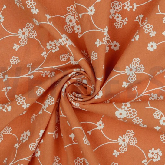 BAUMWOLLE GEWASCHEN BLUMEN KÜRBISORANGE #7