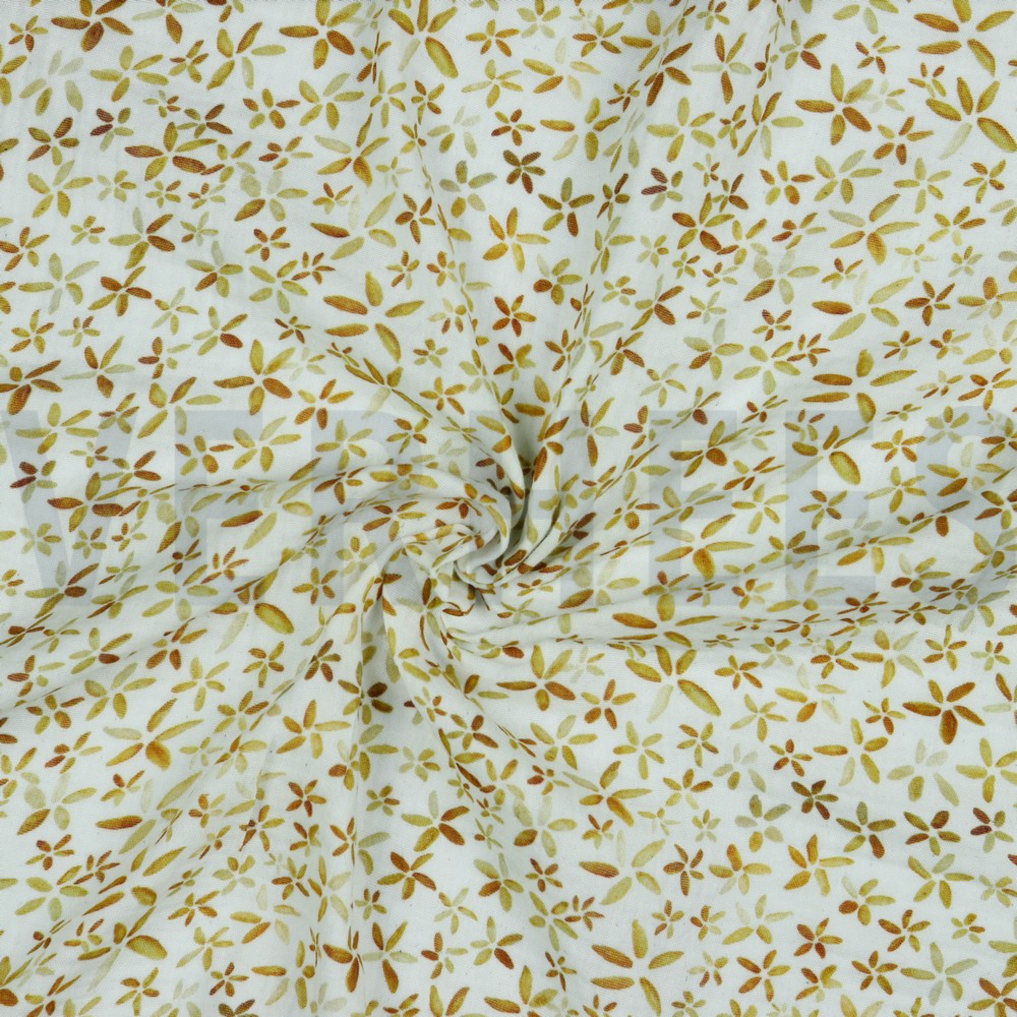 DOUBLE GAUZE DIGITAL FLOWERS WHITE/COGNAC (high resolution) #2