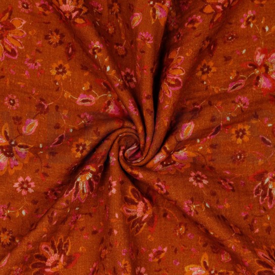 DOUBLE GAUZE DIGITAL PAISLEY DARK ORANGE #7