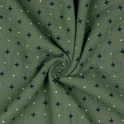 DOUBLE GAUZE CROSS AND DOTS MOSS GREEN (thumbnail) #2