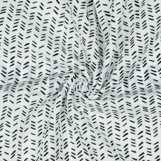 DOUBLE GAZE DE COTON RAYURES BLANC CASSÉ #7