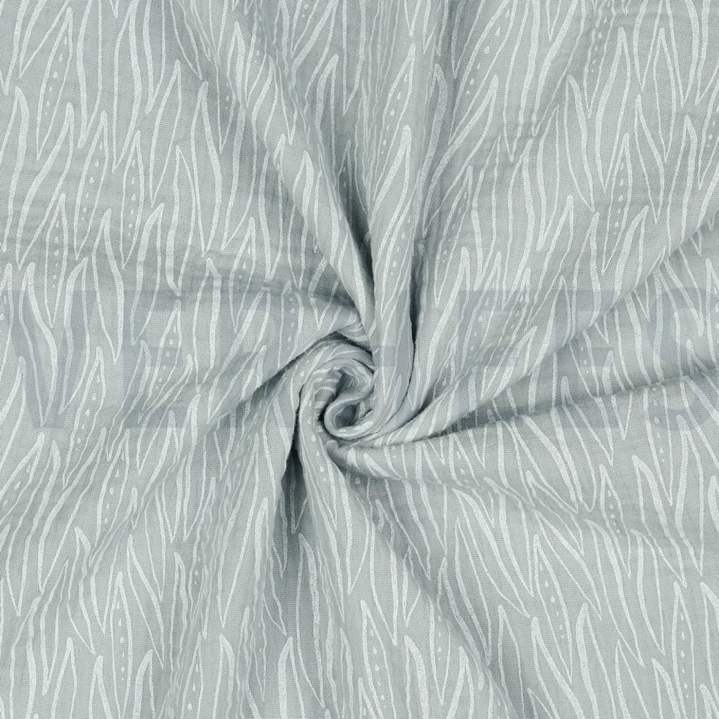 DOUBLE GAUZE LEAVES LIGHT GREY #2