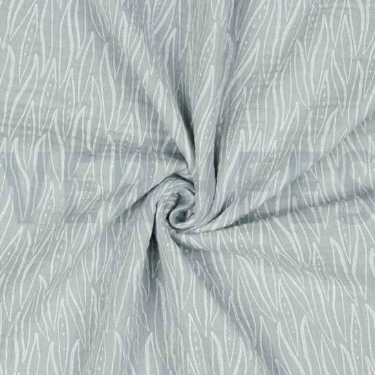 DOUBLE GAUZE LEAVES LIGHT GREY #7