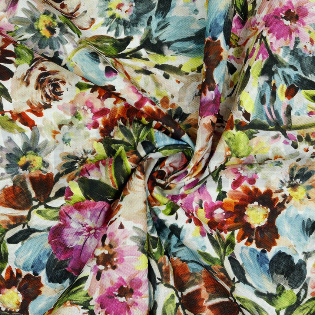 CANVAS DIGITAL PAINTED FLOWERS WHITE/FUCHSIA #2