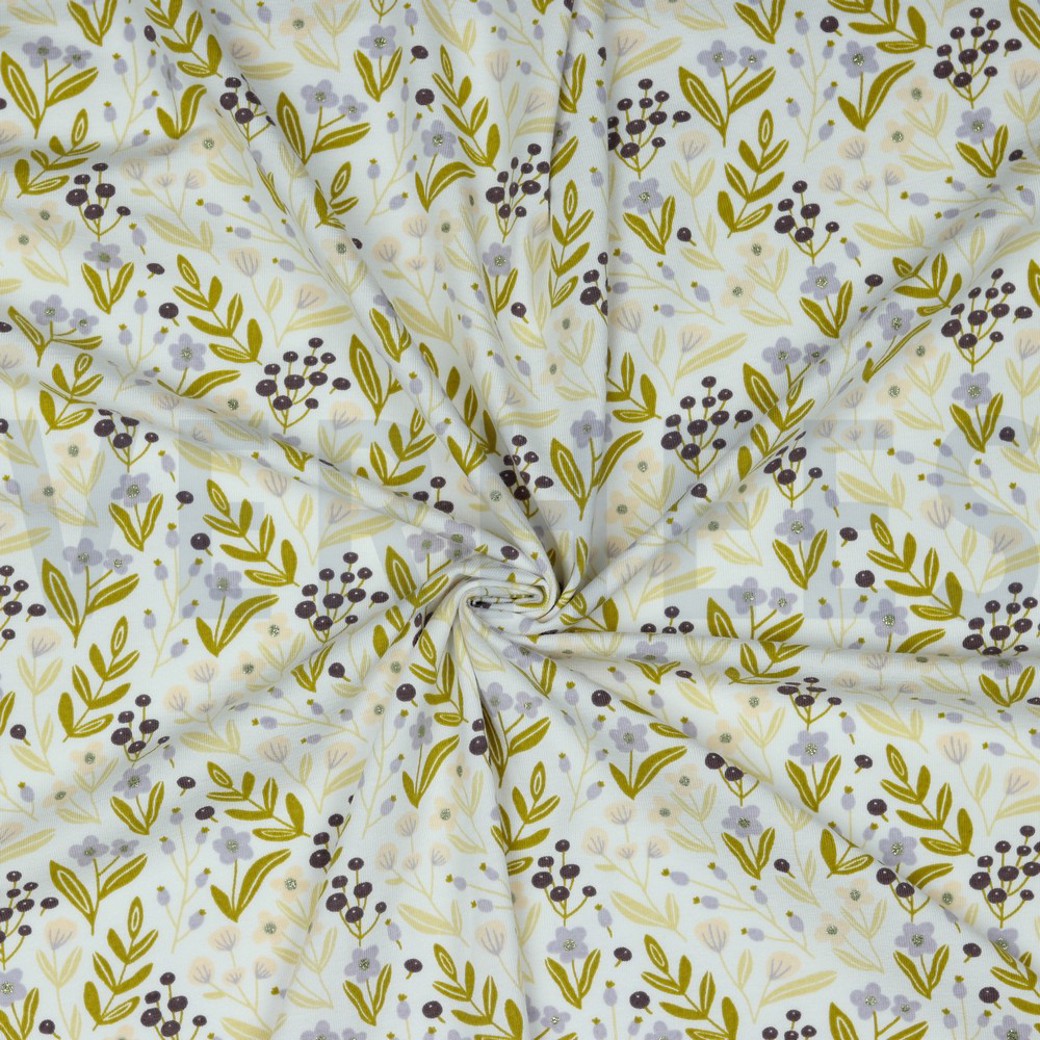 JERSEY GLITTER FLOWERS WHITE #2