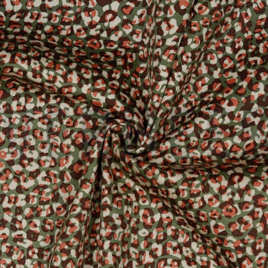 KATOEN SATIJN STRETCH DIERENHUID MOSGROEN #7