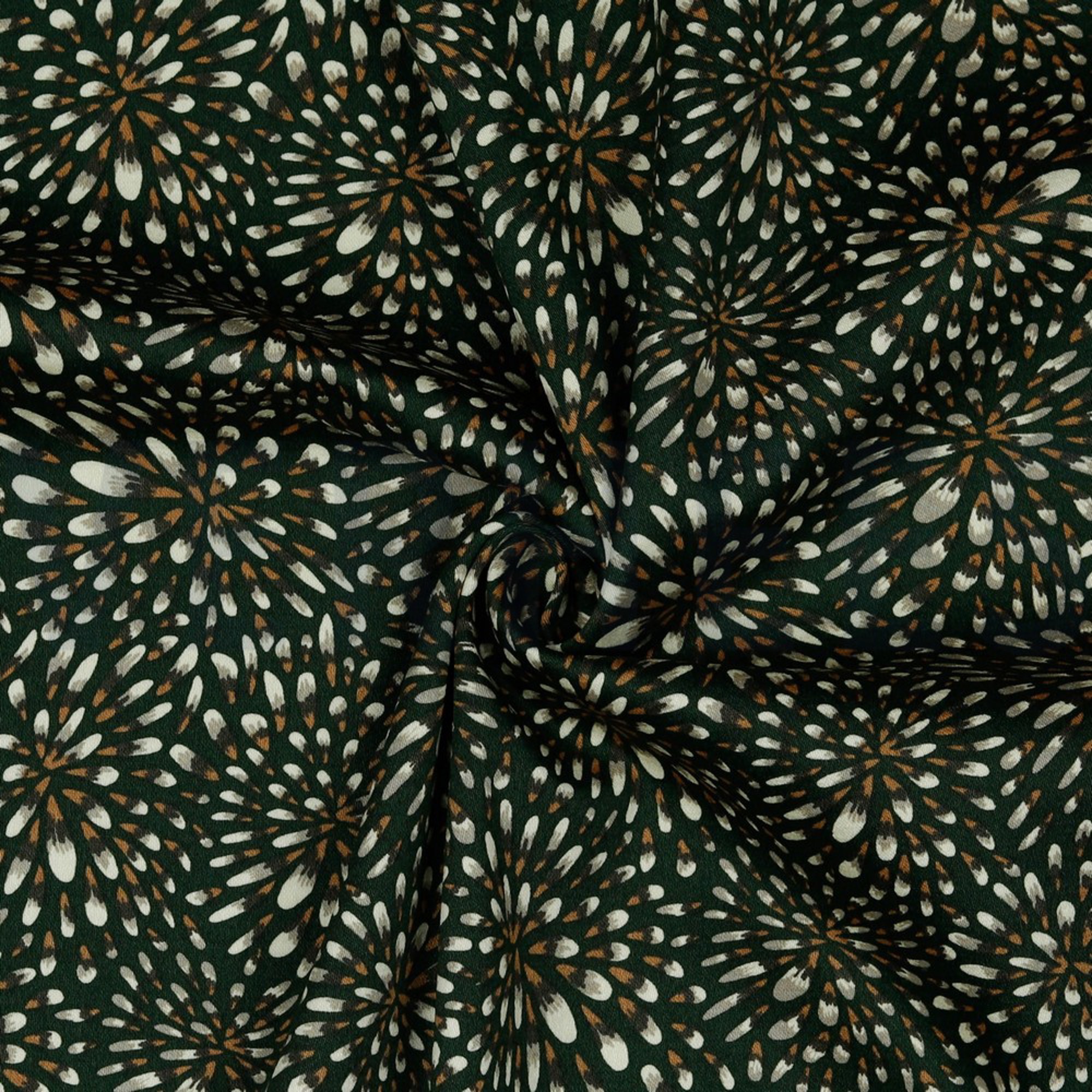 COTTON SATIN STRETCH LEAVES ARMY GREEN (high resolution) #2