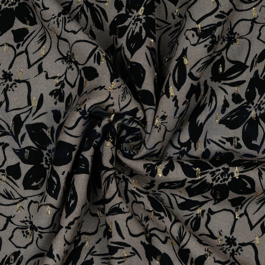 VISCOSE LUREX FLOWERS TAUPE #2