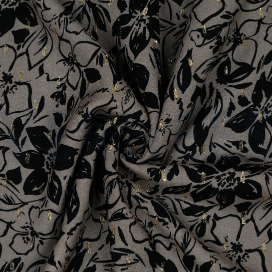 VISCOSE LUREX BLOEMEN TAUPE #7