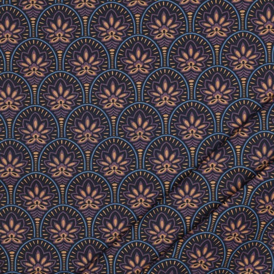 BESCHICHTETE BAUMWOLLE ABSTRACT MARINEBLAU #7