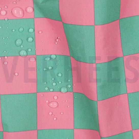 COTON ENDUIT CARREAUX VERT / ROSE #7