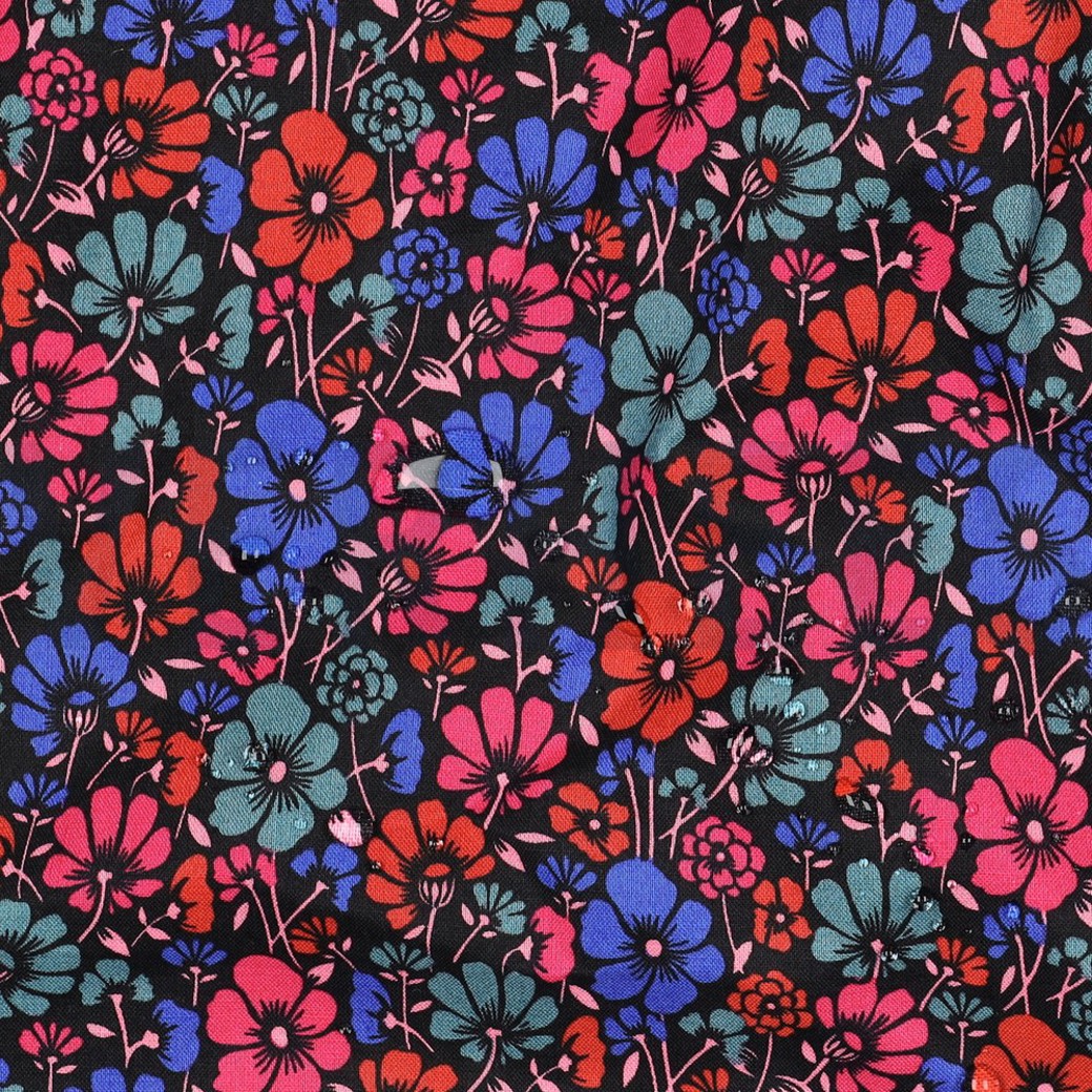 COATED COTTON FLOWERS BLACK #2