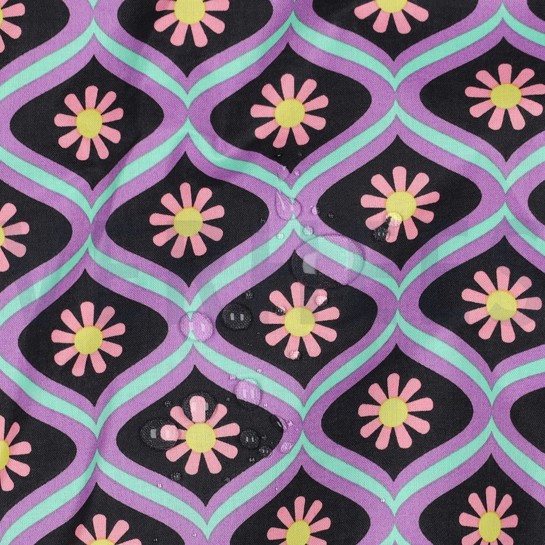 COATED KATOEN BLOEMEN ZWART #7