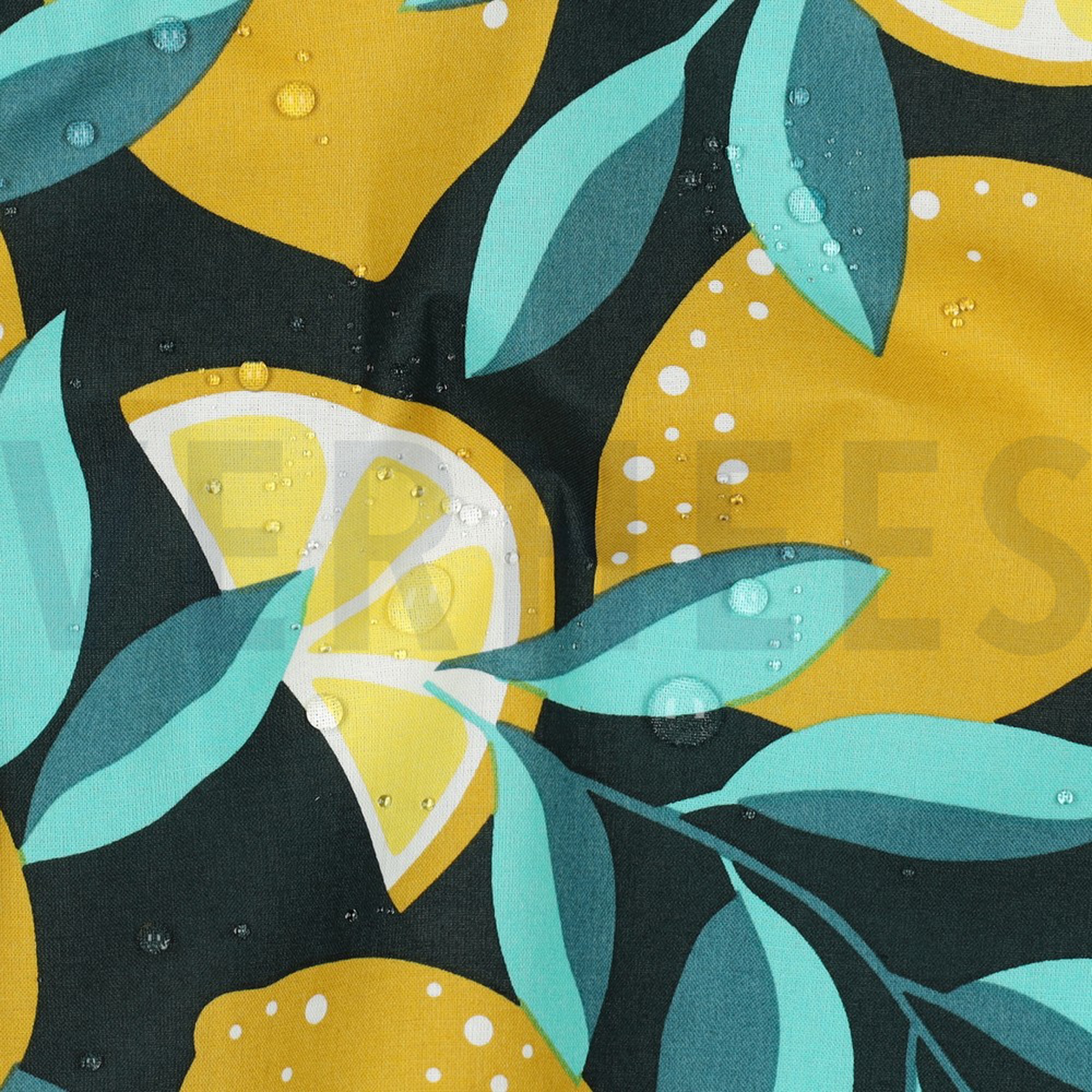 COATED COTTON LEMONS DARK GREEN (high resolution) #2