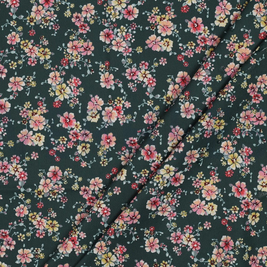 COATED COTTON FLOWERS DARK EMERALD #2