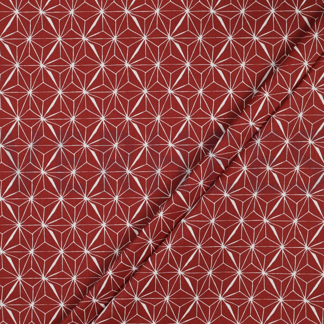 COATED COTTON ABSTRACT BRICK RED #2
