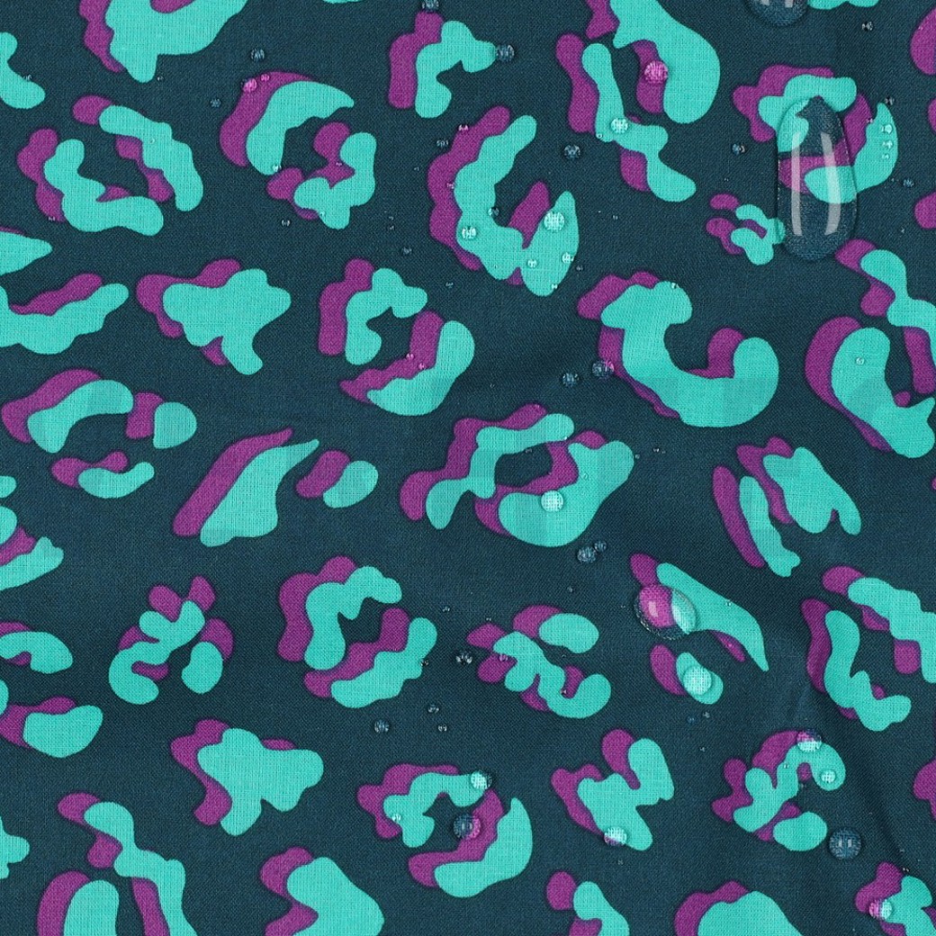 COATED COTTON ANIMAL SKIN PETROL #2