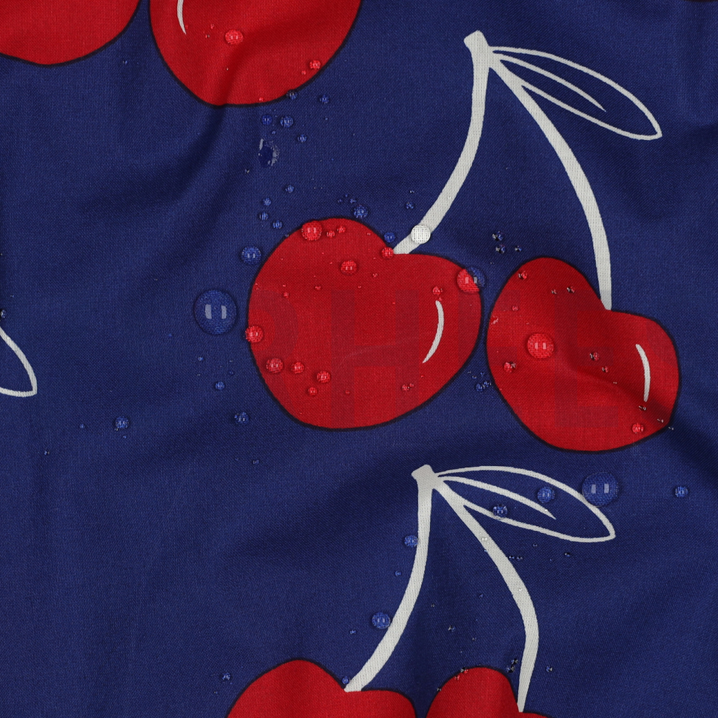 COATED COTTON CHERRIES COBALT #2