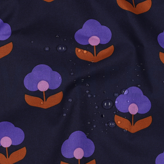 COATED COTTON RETRO FLOWERS NAVY #7