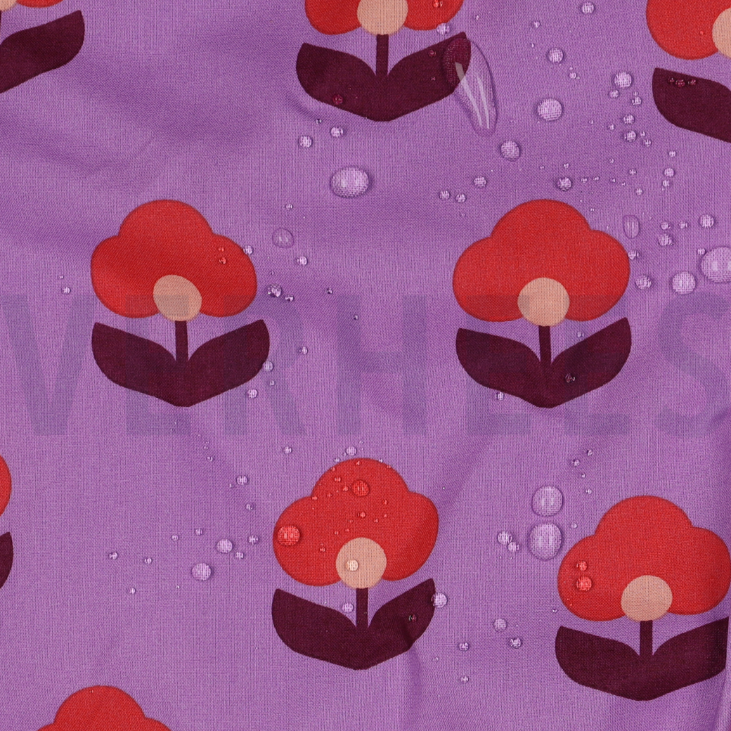 COATED COTTON RETRO FLOWERS LAVENDER #2