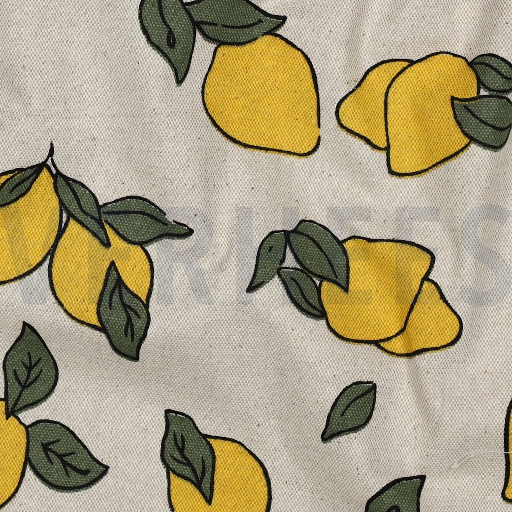 COATED CANVAS LINEN LOOK LEMONS NATURAL #2