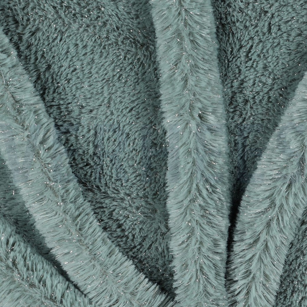 FAUX FUR WITH SILVER LUREX OLD GREEN #3
