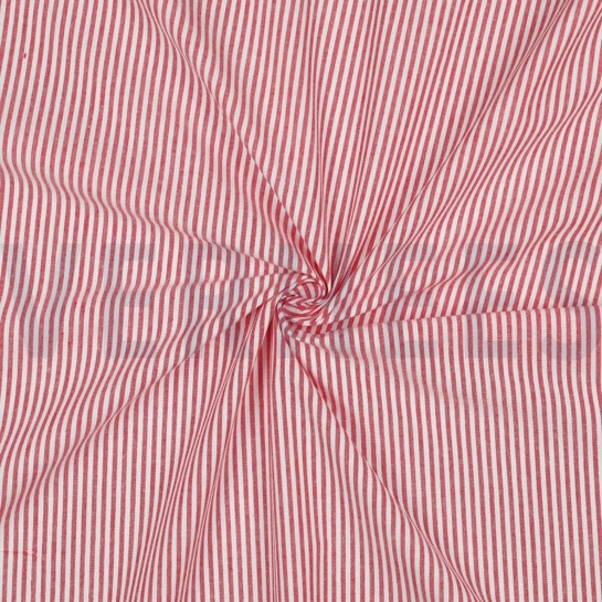 GARENGEVERFD POPLIN STREPEN 3MM ROOD #7