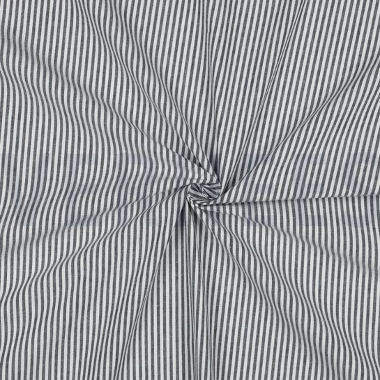 GARENGEVERFD POPLIN STREPEN 3MM MARINEBLAUW #7