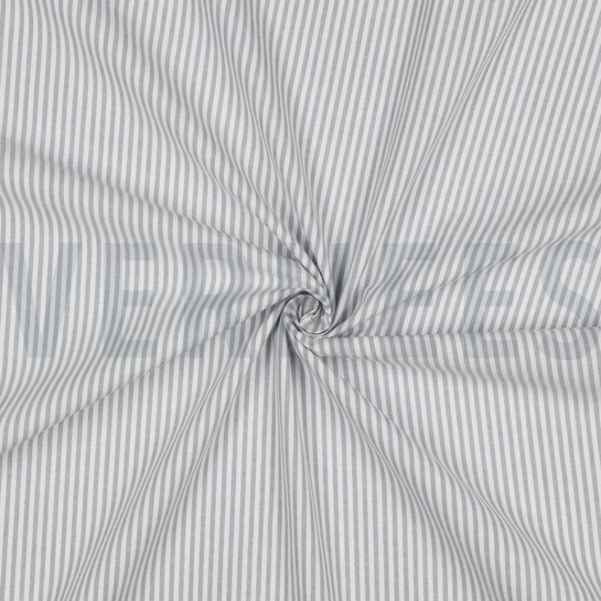 GARENGEVERFD POPLIN STREPEN 3MM GRIJS #7