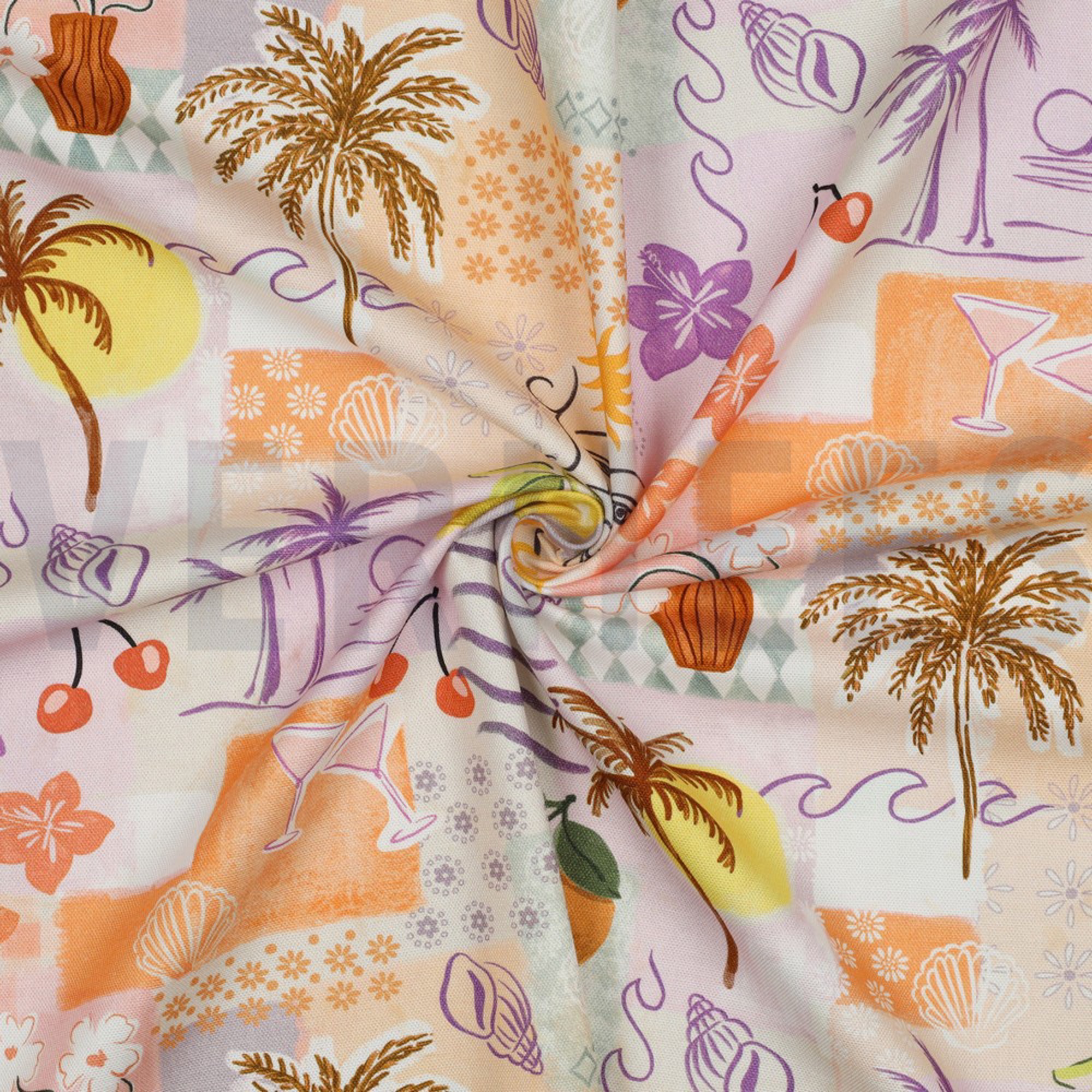 CANVAS DIGITAL TROPICAL PATCHWORK PEACH (high resolution) #3