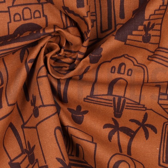 CANVAS TROPISCHE HUISJES ORANJE #7