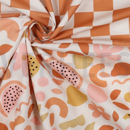 BAUMWOLLE POPELINE OBST GEBROCHEN WEISS #7